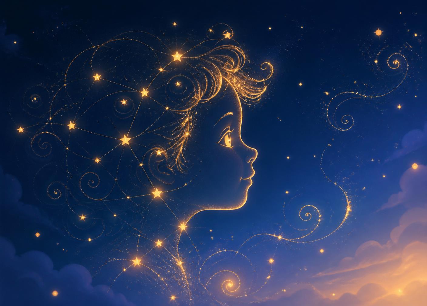 Abstract constellation of a child's silhouette